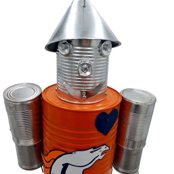 Orange Folk Art Tin Man Sculpture Bronco Horse Wizard Of Oz Reclaimed Recycled R - Picture 13 of 16